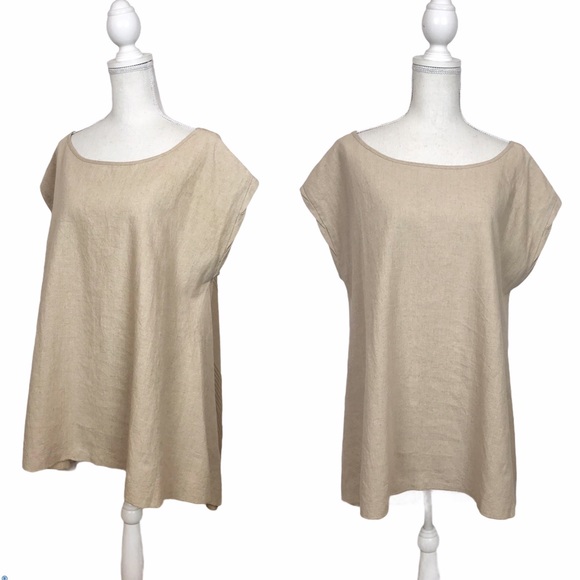 Zara Knit w/Linen Tan Trapeze Mini Dress Small - Picture 2 of 8